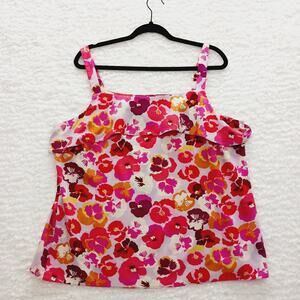 Blouse Cabi Size L Pansy Floral Ruffle Cottagecore Blossomcore Whimsycore Resort